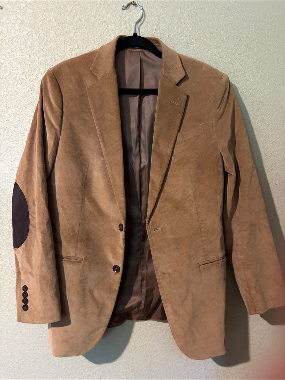 Stafford Tan Corduroy Sport Coat with Dark Elbow Patches